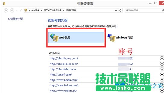 Win8憑據(jù)管理器查看網(wǎng)頁賬號密碼的技巧