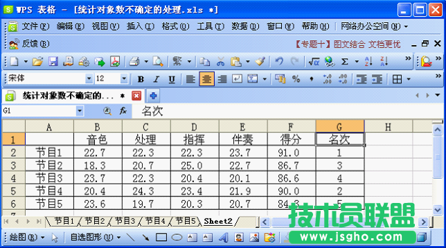 WPS表格對象數(shù)不確定的成績統(tǒng)計教程