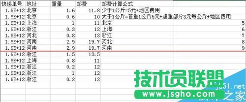 excel表格怎么快速計算各快遞件的郵費(fèi)